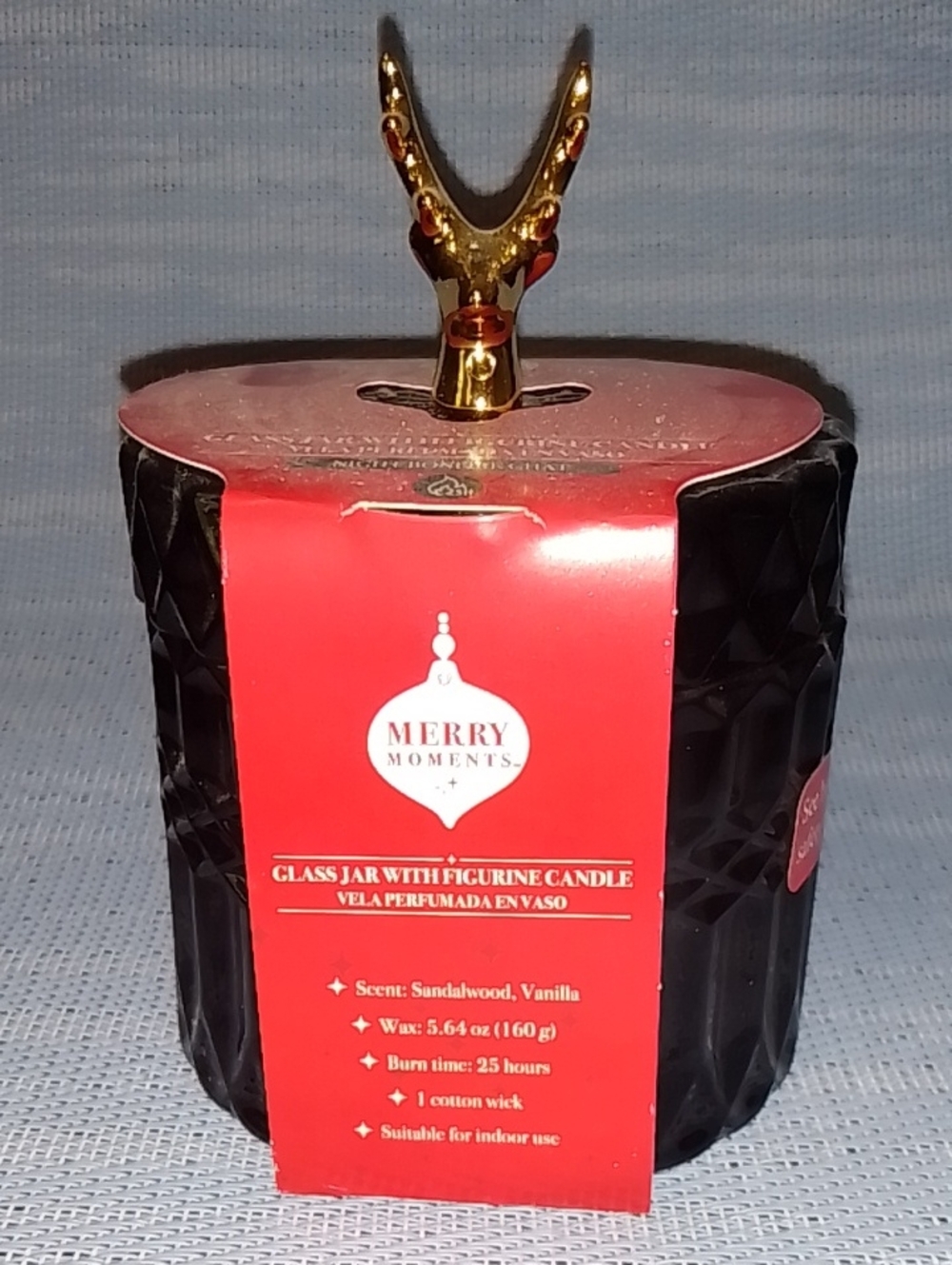 Sandalwood Vanilla Scented Candle - Black Glass Jar